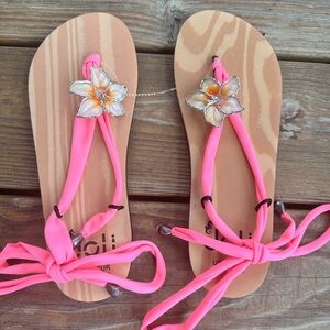 Joli womens foam ankle tie sandals size 9-10